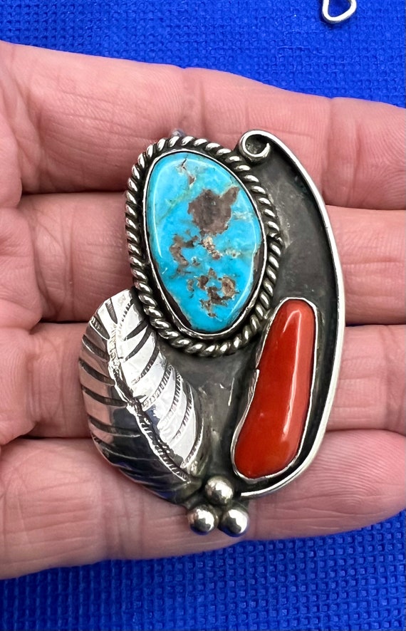 Vintage Navajo Pearl Sterling Silver Turquoise Co… - image 3