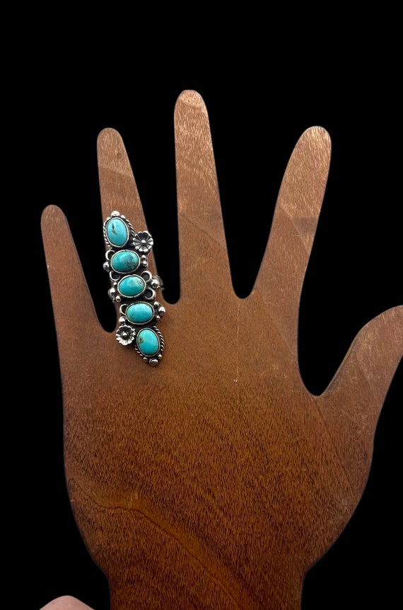 Navajo Sterling Silver Natural Blue Turquoise Squ… - image 3