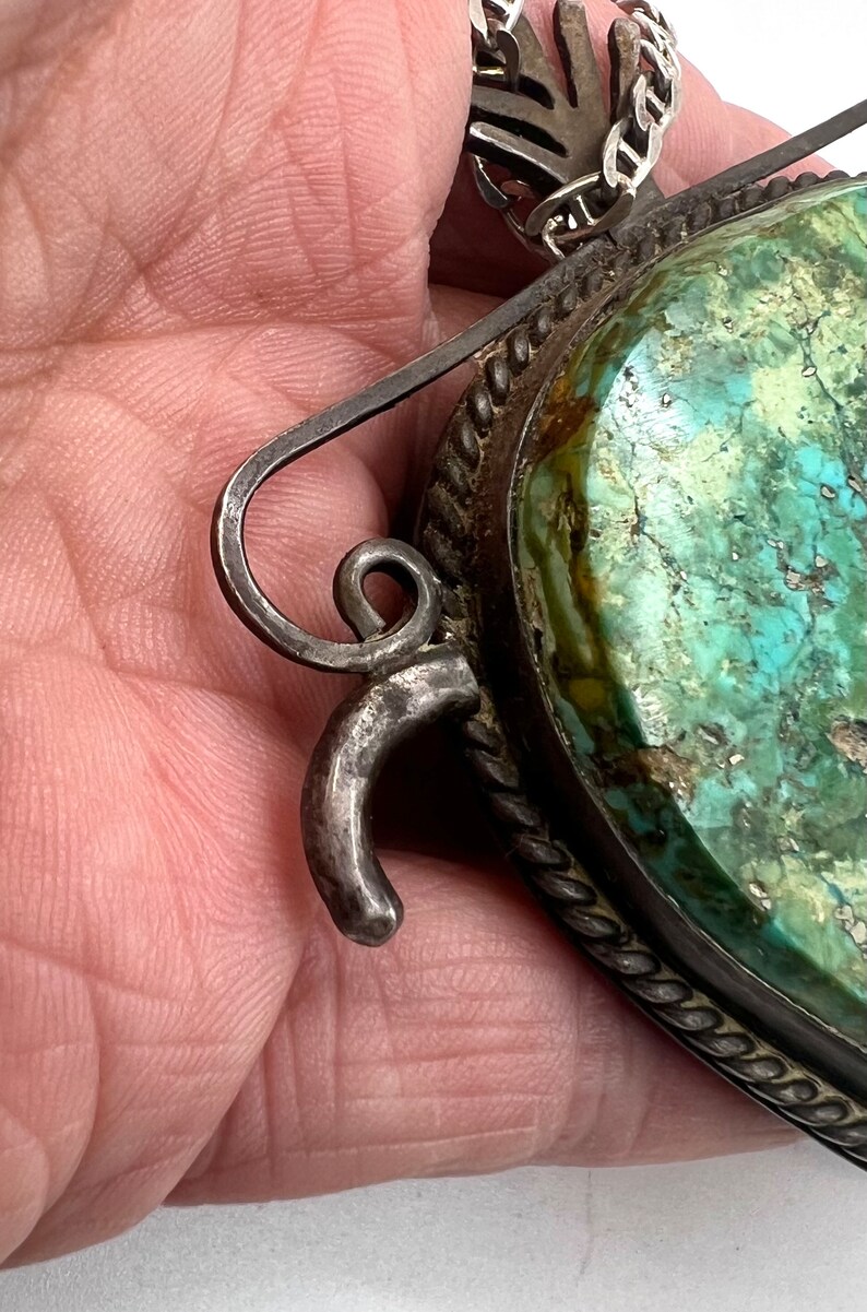 Vintage Navajo Handmade Sterling Silver Natural Turquoise Bolo Slide ...