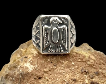 Bell Trading Style Navajo Style Sterling Silver Thunderbird Mens Ring 11, Thunderbird Ring, Southwest Ring, Fred Harvey Ring, Mens Ring