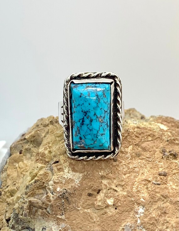 Vintage Navajo Sterling Silver Blue Spiderweb More
