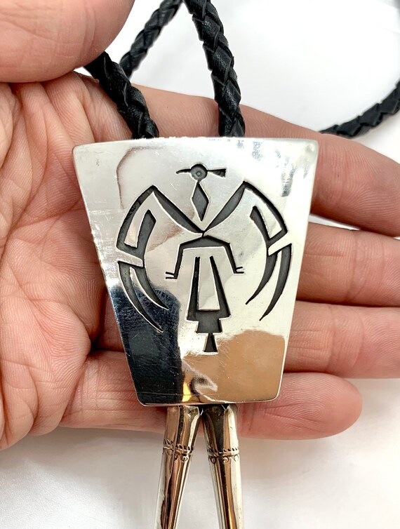 Vintage Hopi Sterling Silver Thunderbird Black Bol