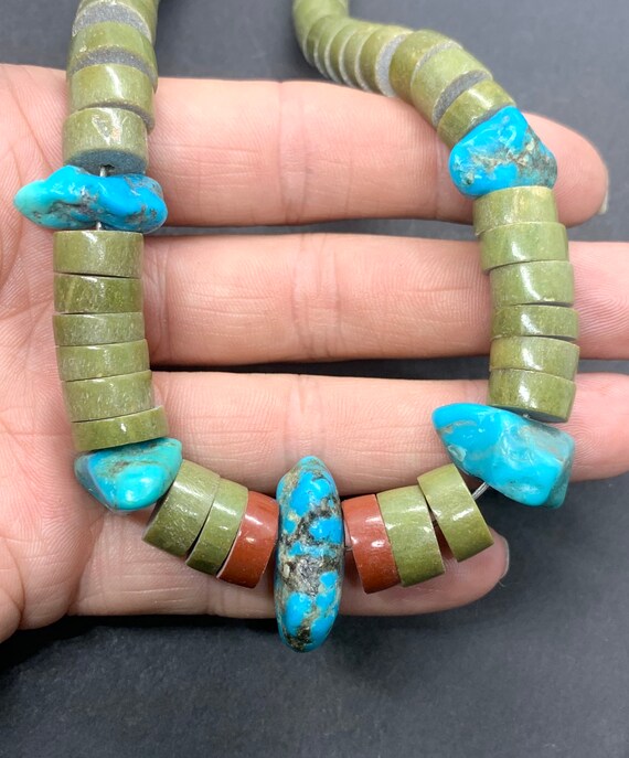Santo Domingo Sterling Turquoise Pipestone Heishi