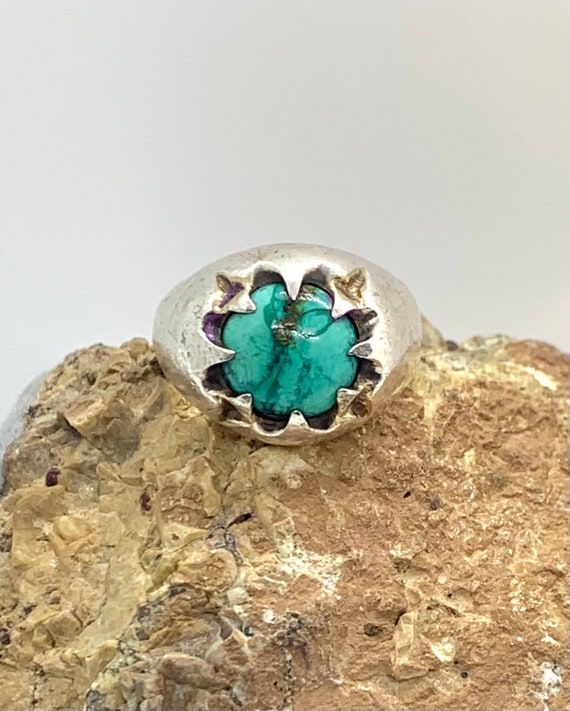 Mens Designer Sterling Silver Genuine Green Turquo