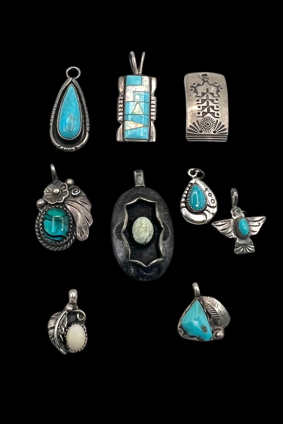 Navajo Sterling Silver Turquoise Multi Stone Penda