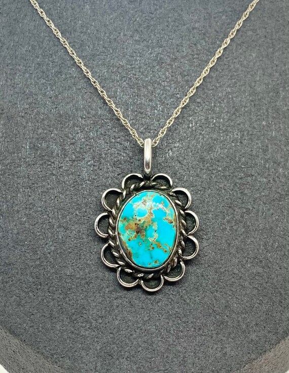 Vintage Navajo Sterling Silver Natural Blue Turquo