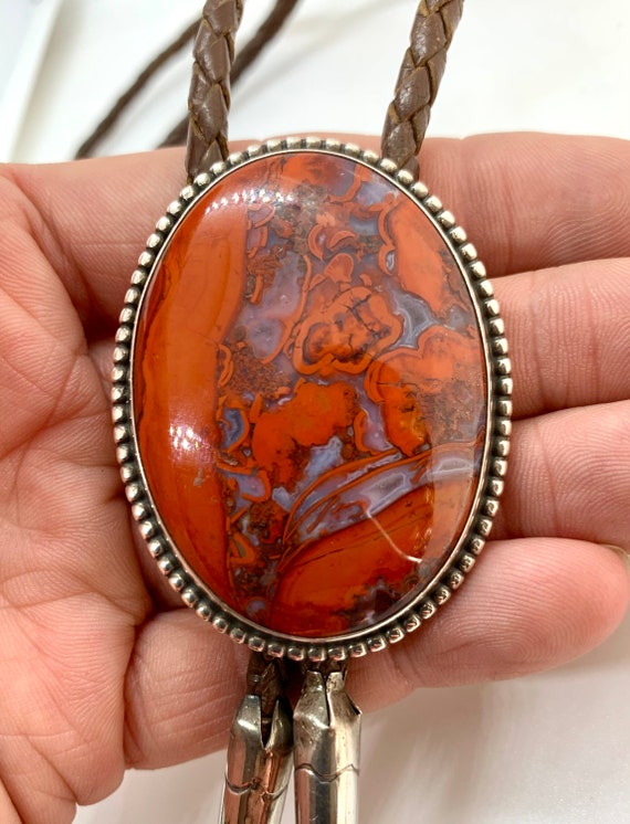 Vintage Navajo Sterling Silver Red Lightning Agate