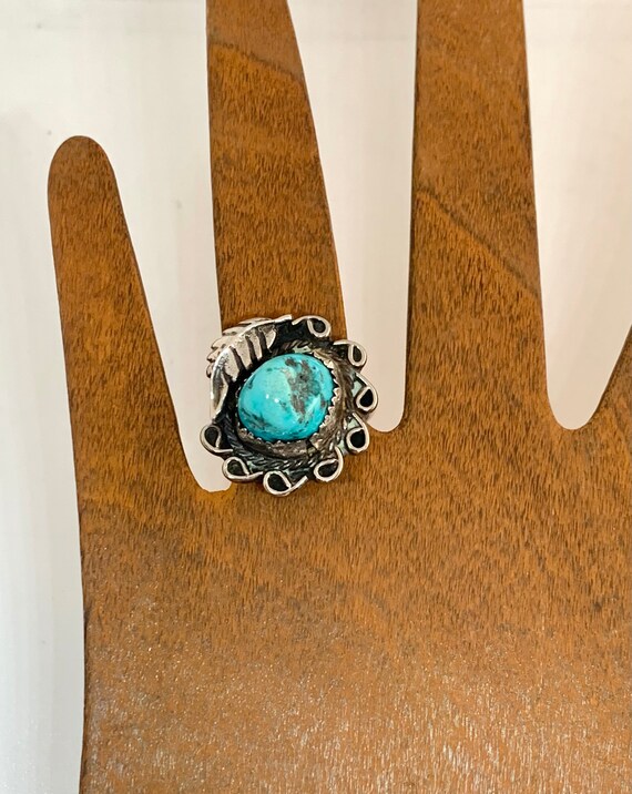 Vintage Navajo Southwestern Sterling Silver Turquo