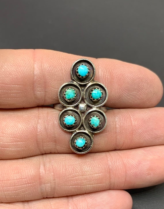 Vintage Zuni Sterling Silver Turquoise Multi Stone