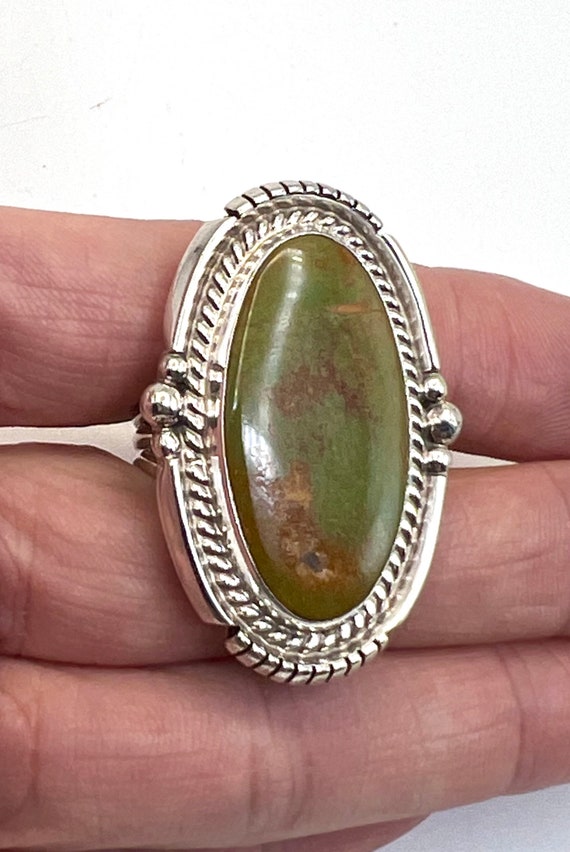 Signed Navajo Sterling Silver Natural Green Royst… - image 3