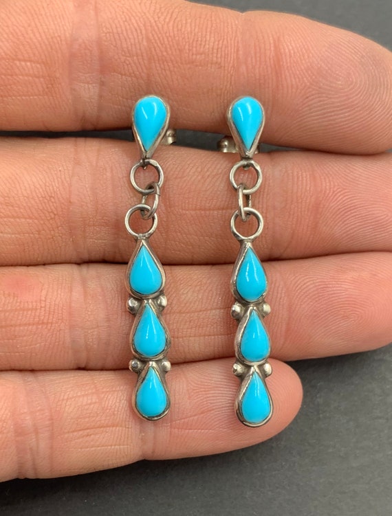Zuni Sterling Silver Turquoise MultiStone Dangle E