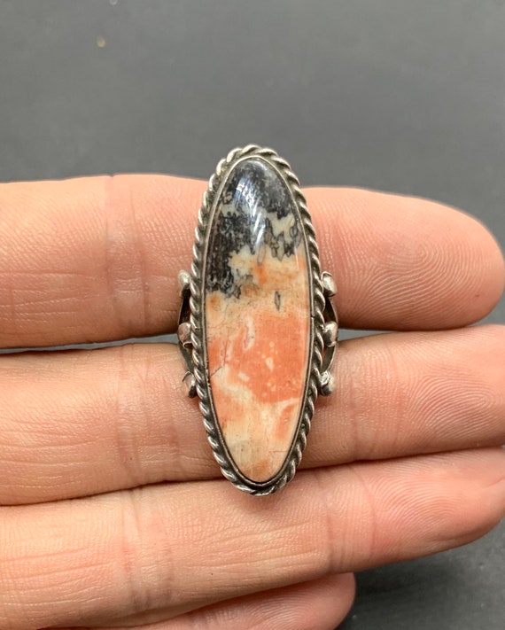 Vintage Navajo Sterling Silver Jasper Ring 5.75, N