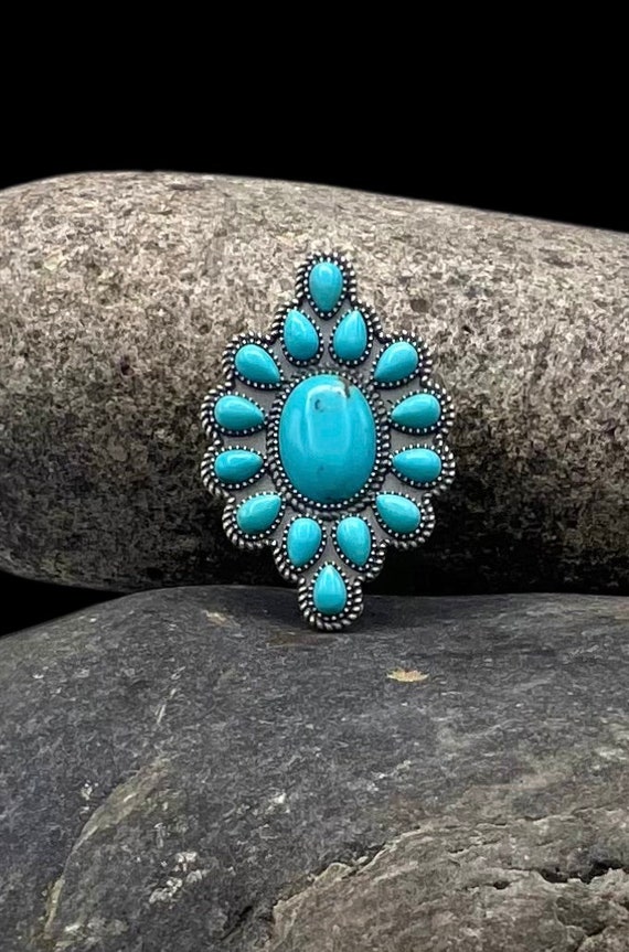 Signed Navajo Handmade Sterling Silver Natural Blu