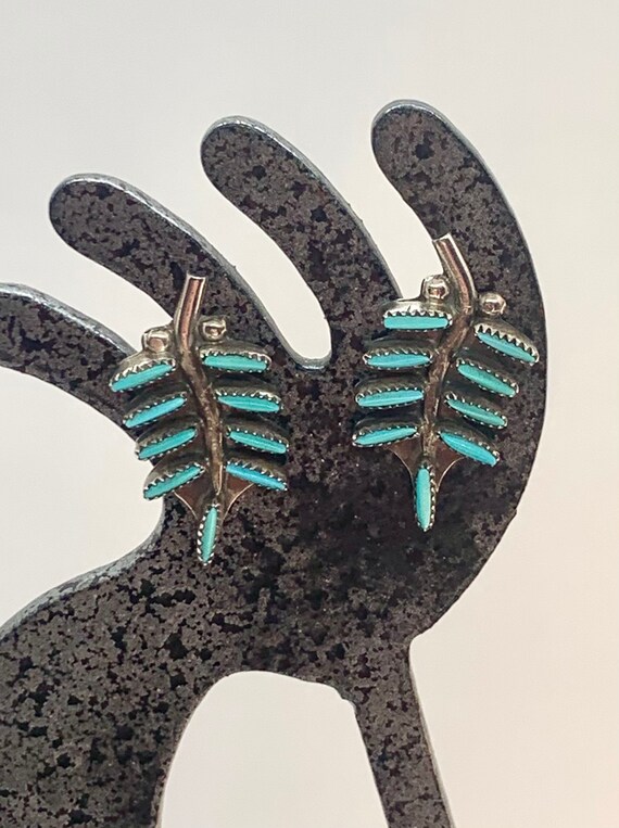 Vintage Zuni Sterling Silver Turquoise Needlepoint