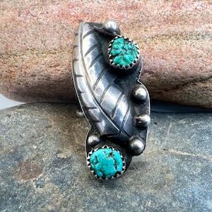 Vintage Large Navajo Handmade Sterling Silver Natural Rough Turquoise Ring 6, Turquoise Ring, Navajo Ring, Navajo Sterling, Navajo Turquoise