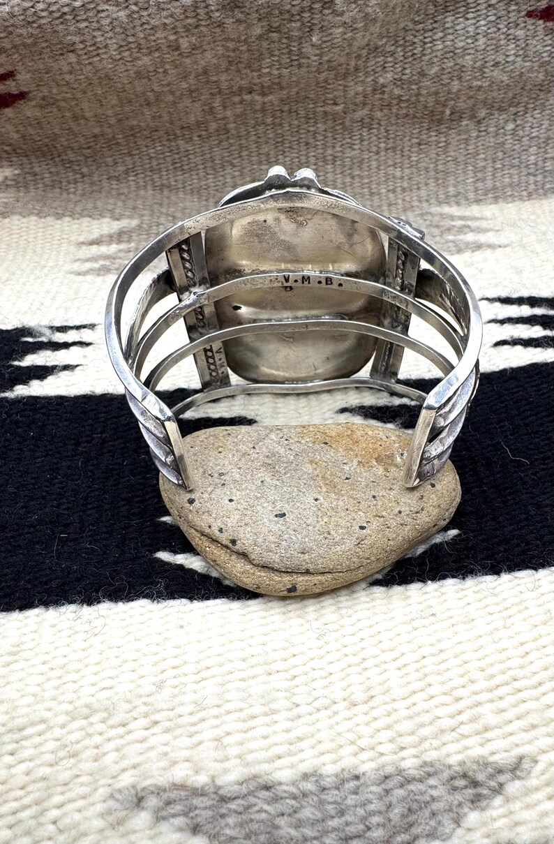 Valentino Matilda Banteah Zuni Sterling Silver Dry Creek Turquoise Cuff Bracelet 6 7/8", Zuni Cuff, Turquoise Cuff, Native American Cuff image 4