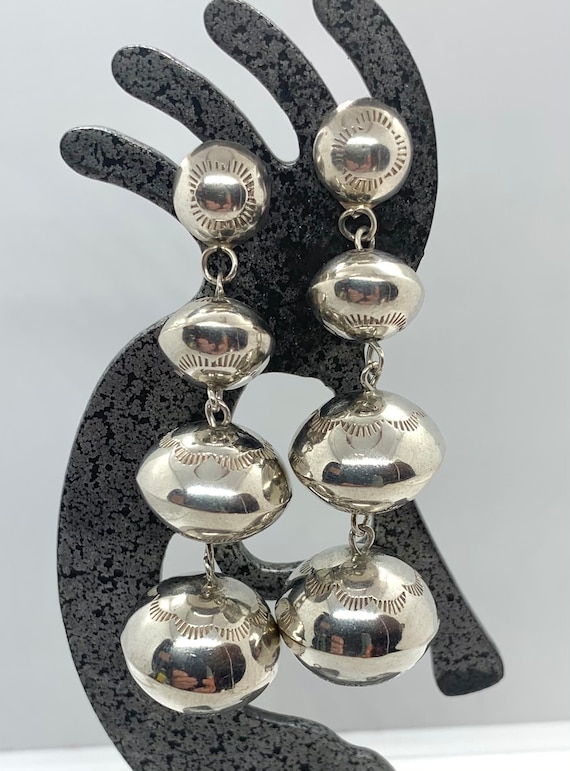 Large Vintage Navajo Stamped Sterling Silver Navaj