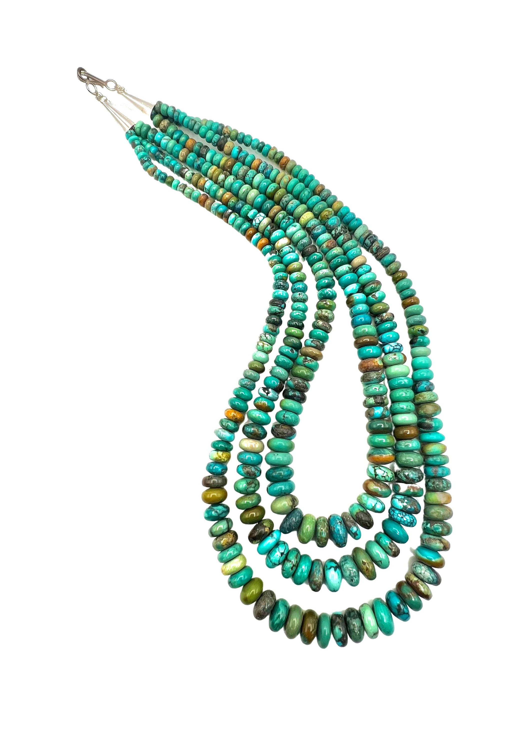 Navajo Sterling Silver Multi Strand Blue Green Turquoise Beaded ...