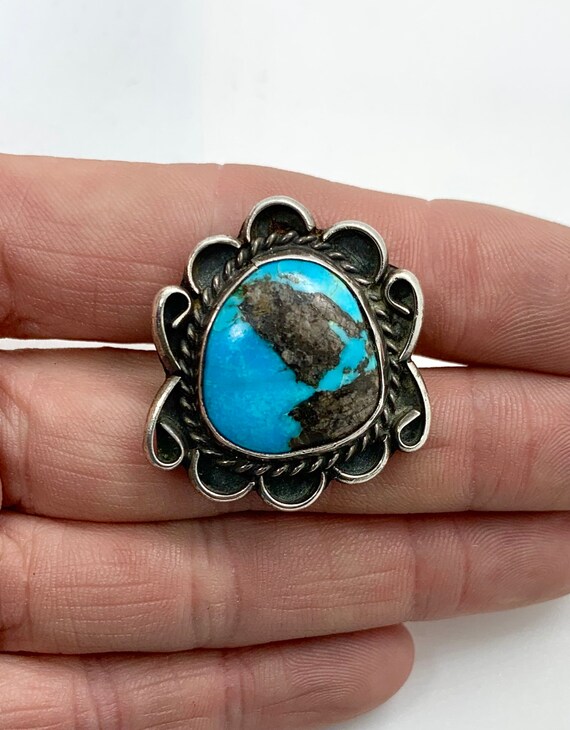 Vintage Large Navajo Sterling Silver Natural Blue