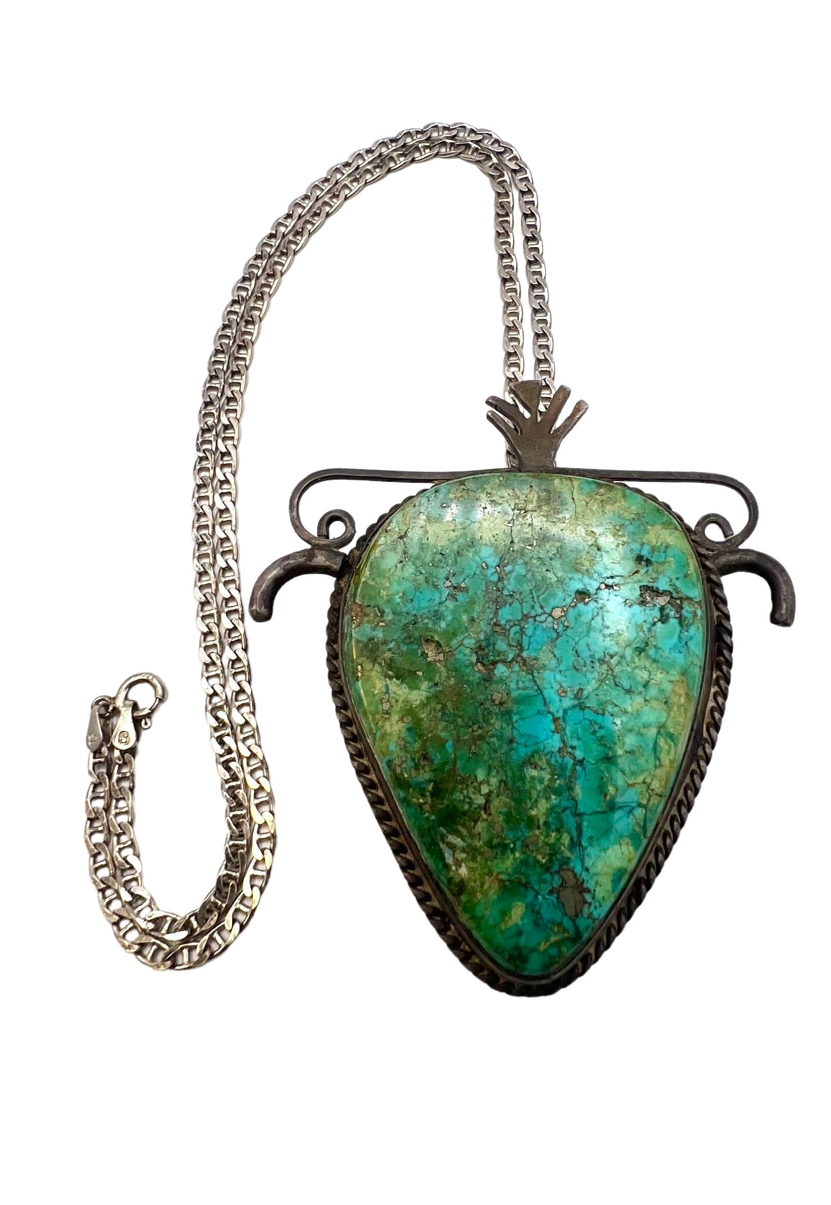 Vintage Navajo Handmade Sterling Silver Natural Turquoise Bolo Slide ...