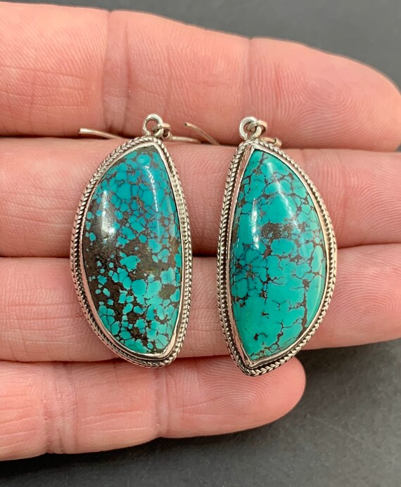 Sterling Silver Natural Blue Spiderweb Turquoise D