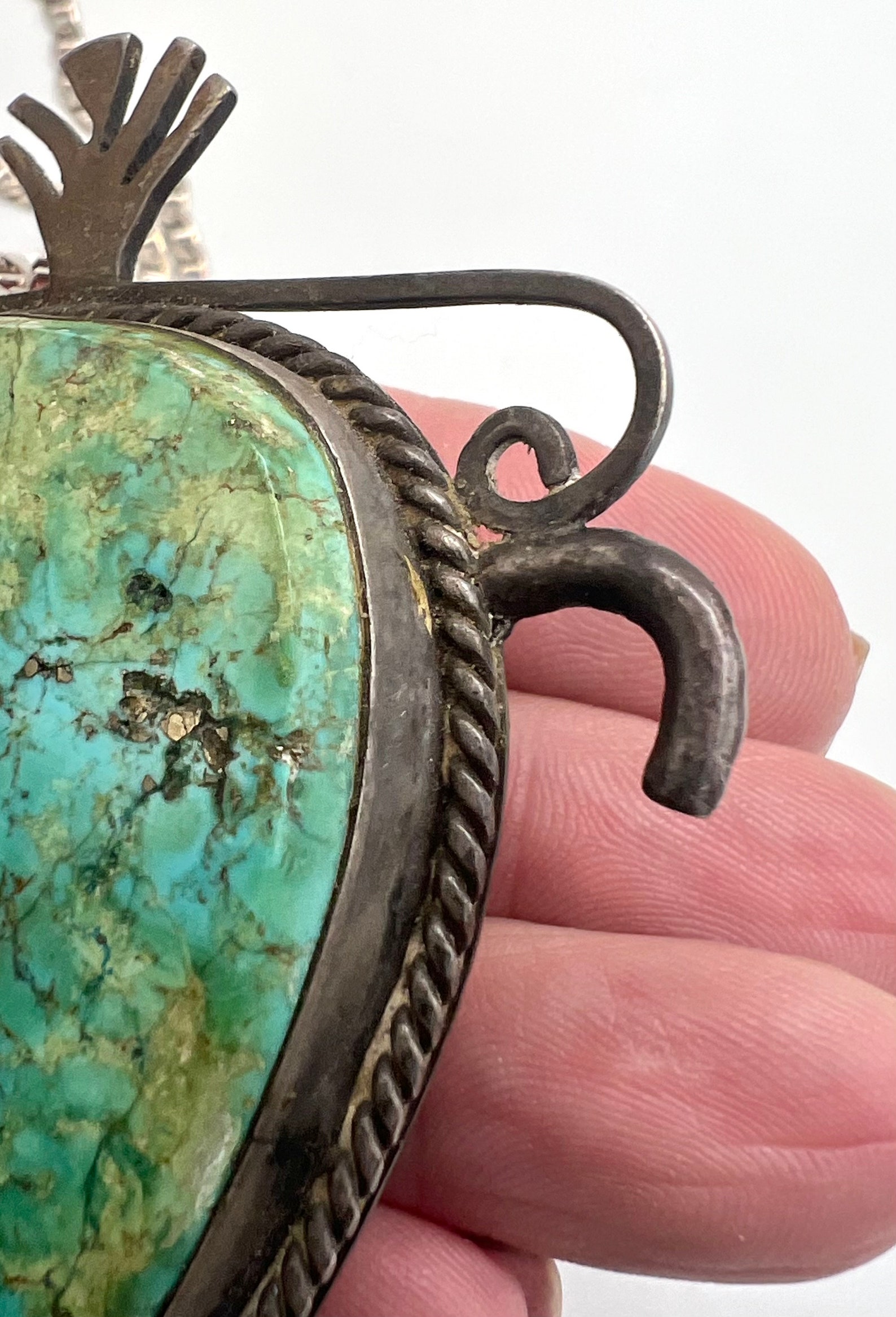 Vintage Navajo Handmade Sterling Silver Natural Turquoise Bolo Slide ...