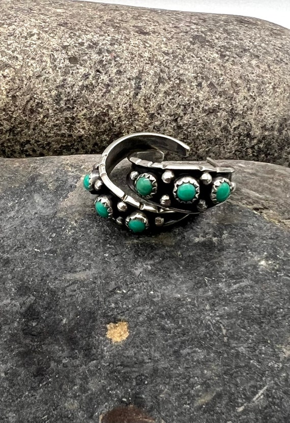 Vintage Navajo Handmade Sterling Silver Green Turq