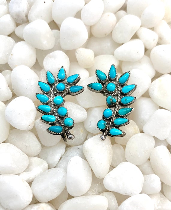 Vintage Zuni Sterling Silver Genuine Turquoise Pet
