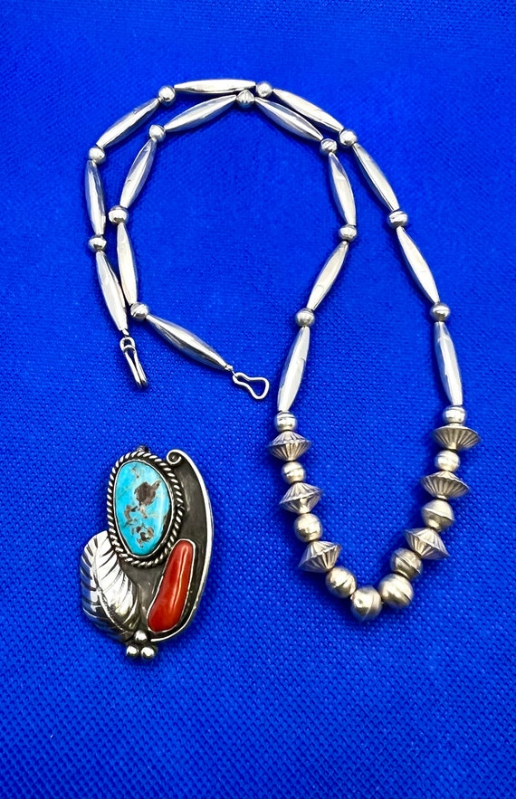 Vintage Navajo Pearl Sterling Silver Turquoise Co… - image 2