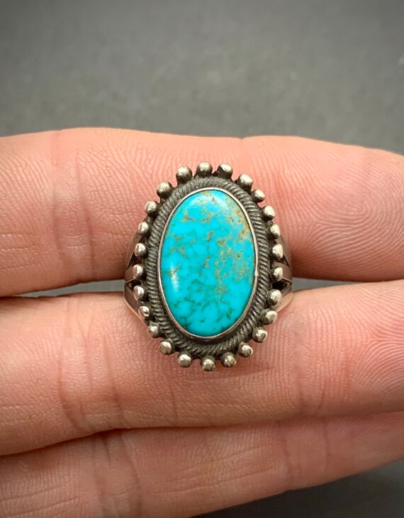 Vintage Navajo Sterling Silver Natural Blue Spider