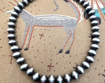 Southwestern Faux Navajo Pearl 10mm Beaded Adjustable Necklace, Navajo Pearl Necklace, Southwestern Necklace, Navajo Pearl