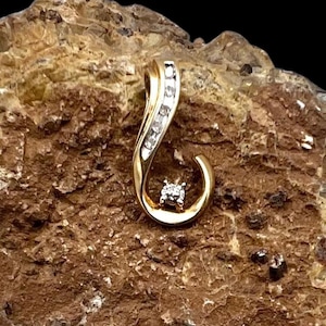 Solid 10k Yellow Gold Genuine Diamond Multi Stone Swirl Pendant, Gold Pendant, 10k Gold Pendant, Diamond Pendant, 10k Gold Diamond Pendant