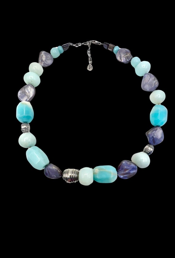 Barse Sterling Silver Larimar Purple Abalone Multi