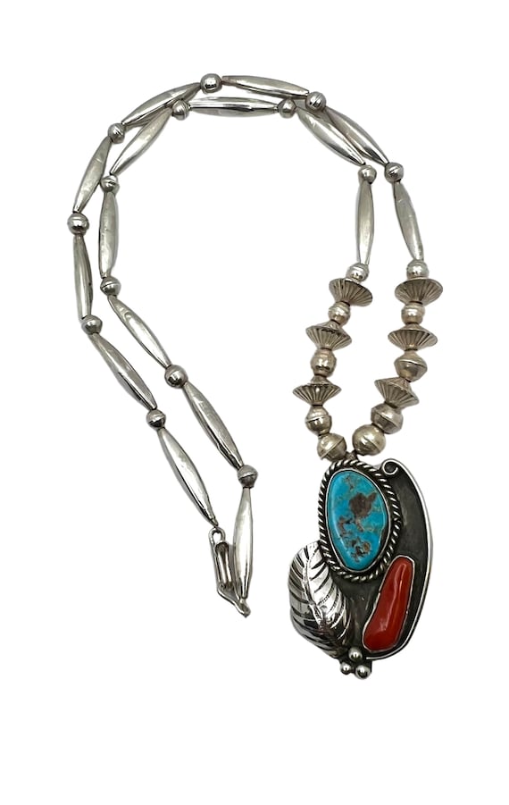 Vintage Navajo Pearl Sterling Silver Turquoise Co… - image 1