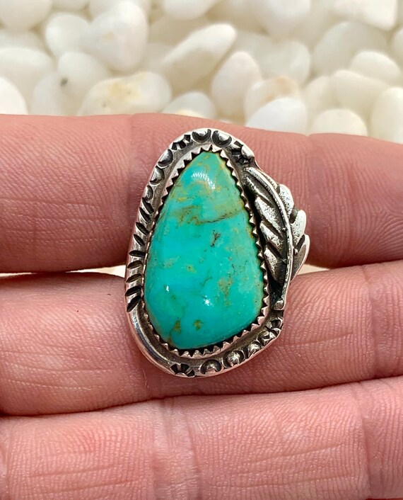 Vintage Navajo Sterling Silver Natural Turquoise R