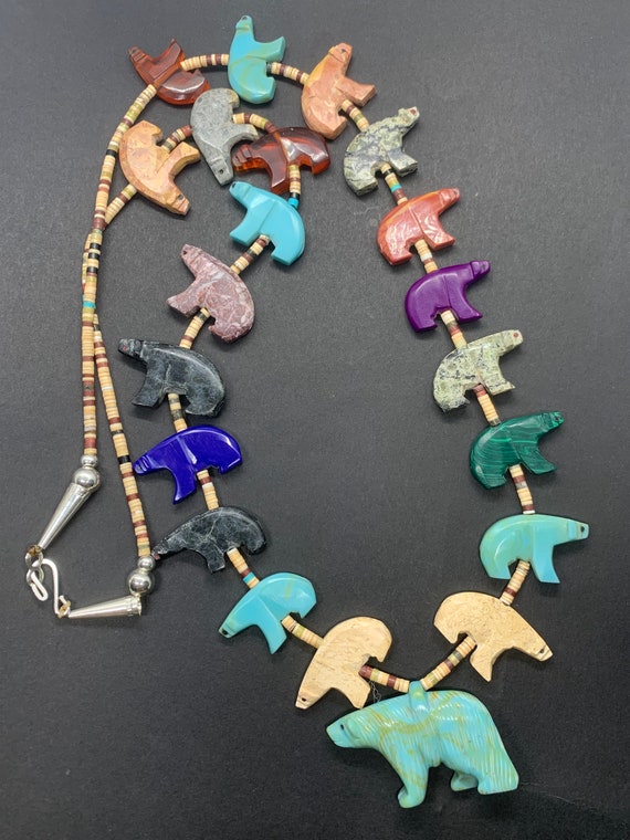 Southwestern Multi Stone Bear Beaded Fetish Neckla