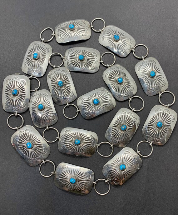 Vintage Navajo Sterling Silver Turquoise Stamped C