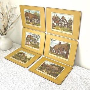 Vintage Pimpernel Placemats -Appearing Hardly Used  - Depicting Lovely English Cottages - High Quality English Placemats - Made England