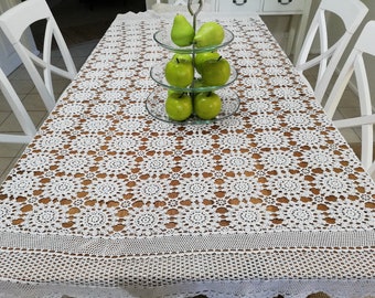 90cms Square Cream Crocheted Tablecloth
