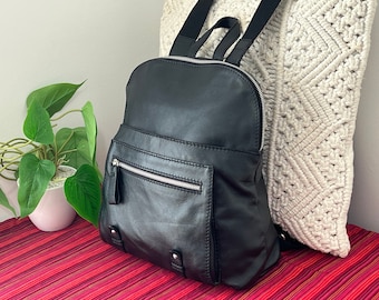 Vintage COLORADO Leather Backpack ~ Black Designer Leather Backpack -Leather Shoulder Bag - FestivaL Bag Travel Lightweight Bag