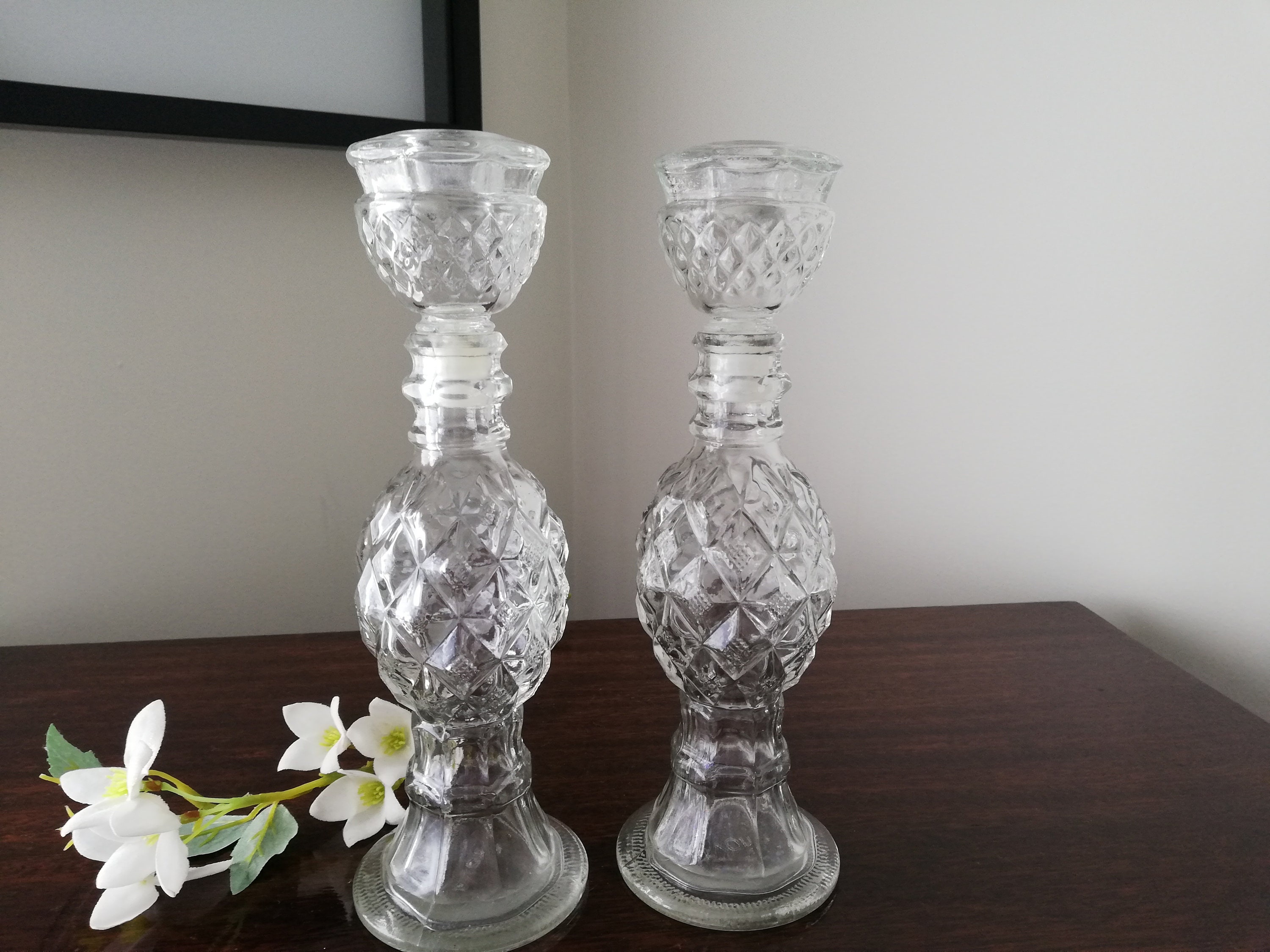Vintage Avon Candlestick Bottles Glass Candle holders Avon Etsy