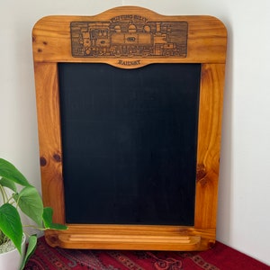 Vintage Chalkboard -61cm Tall -Handcrafted Wooden Blackboard -Farmhouse Decor -Railway Collectible -Rustic Chalkboard - Cafe Sign Menu Board