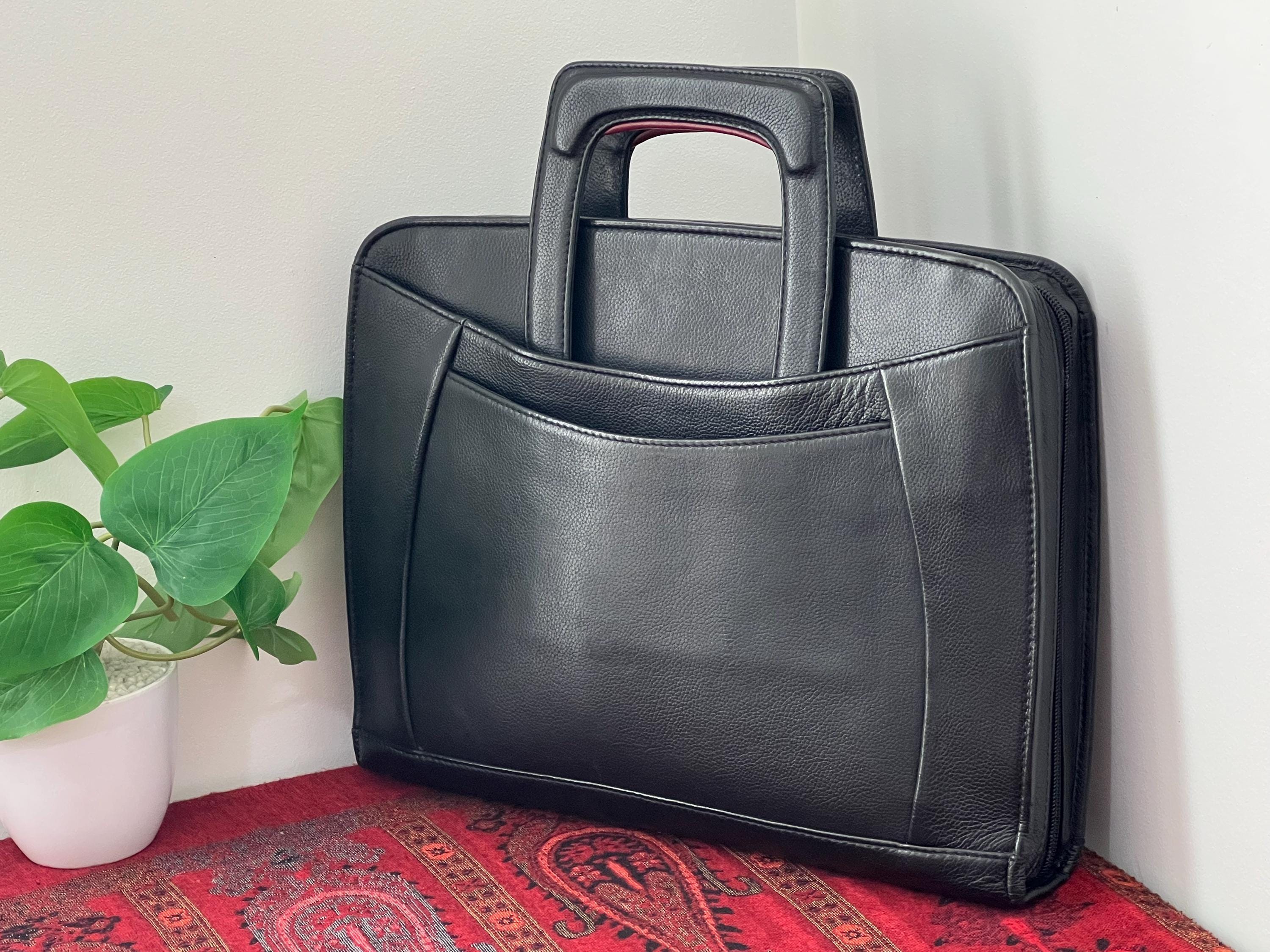 Vintage MONSAC Leather Carry Bag - Laptop Case Leather  Vintage black monsac leather work bag main image 1