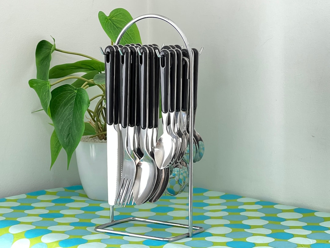 Vintage Cutlery Set With Stand Hanging Cutlery Set 24 Piece Etsy