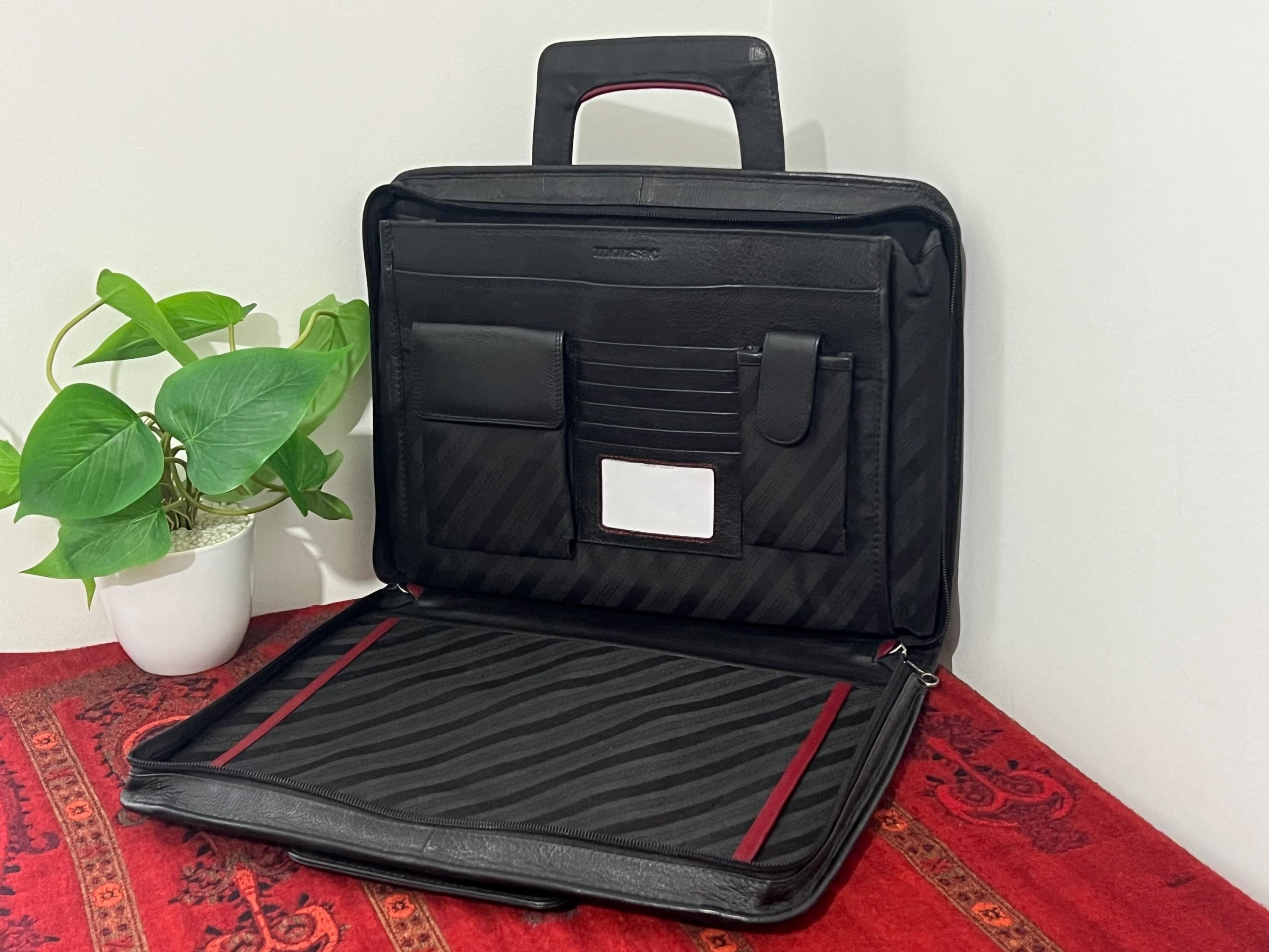 Vintage MONSAC Leather Carry Bag - Laptop Case Leather  Vintage black monsac leather work bag main image 0