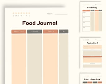Printable Digital Recipe Book, Recipe Food Journal, Recipe Planner, Meal Planner, Recipe Journal, Printable Cookbook, Digital Food Planner