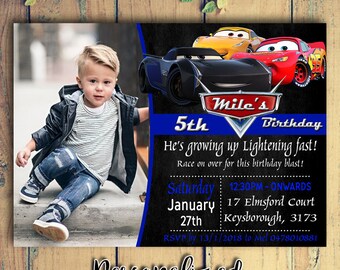 Cars Birthday Invitation with Photo|Disney Cars 3 Birthday Invitation With Photo|Disney Cars Birthday Invitation With Photo|Cars Birthday