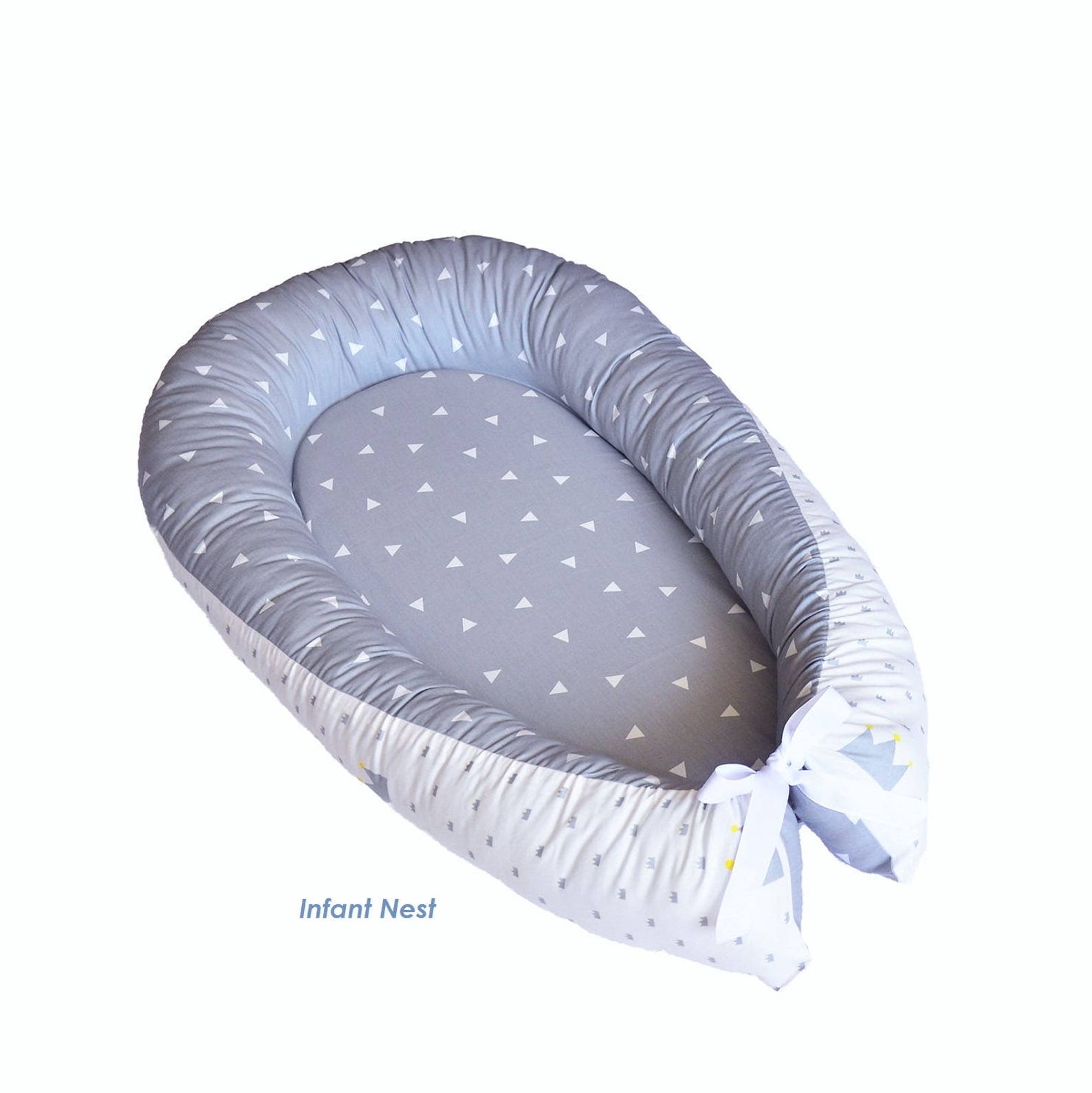 Baby Nest Bed Co Sleeper Gray Sleep Pillow Newborn Lounger Etsy