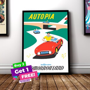 Autopia Vintage Disney Parks Poster | Disney World OR Disneyland - Etsy