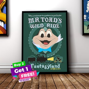 Mr. Toad&#39;s Wild Ride Vintage Disney Parks Poster | Disney World OR DISNEYLAND